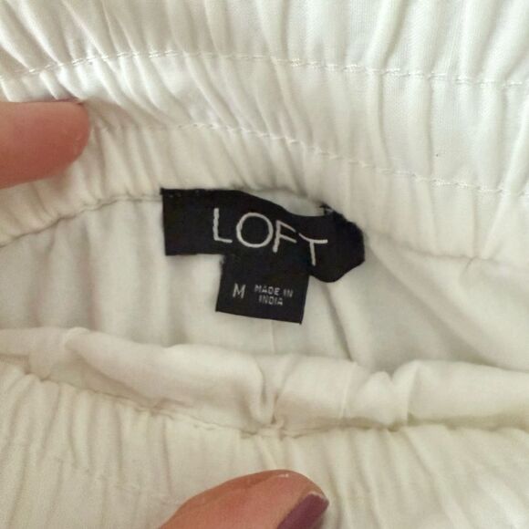 LOFT Cotton Lace Shorts Elastic Drawstring Waist in White Size M - Picture 4 of 5